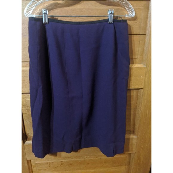 Kasper & Co ASL Skirt Size 14 Purple Wool Straight Lined Slit Career Women - Picture 1 of 8